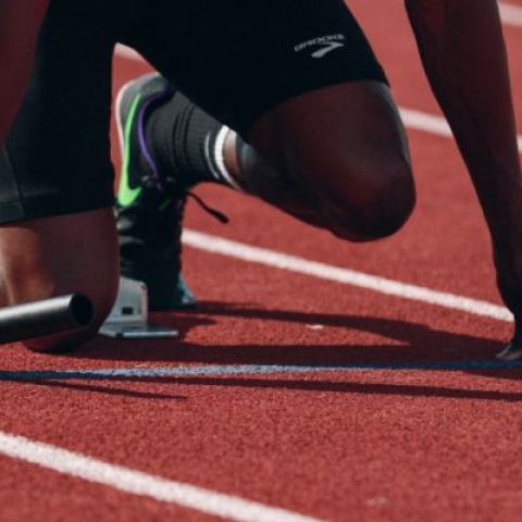 Athlete preparing to race