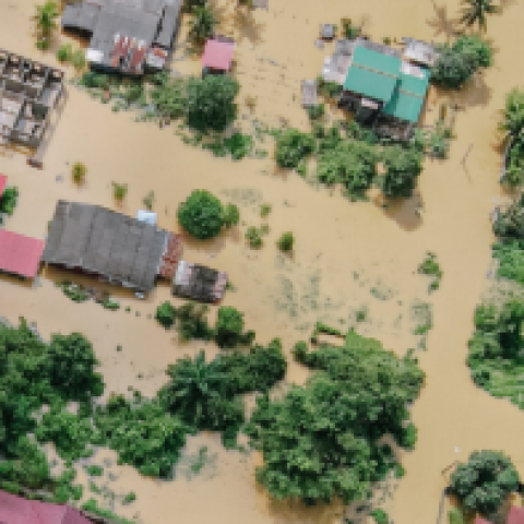 Aerial footage of flooding in South Africa