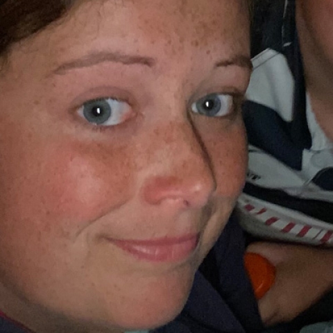 Sarah Brown looking to camera and smiling