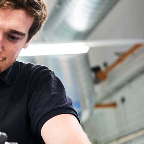 Student in an engineering lab