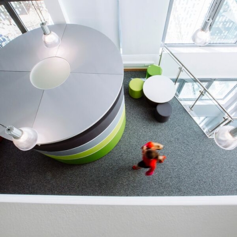 Student in university library