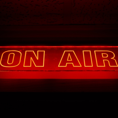 On air sign in broadcast studio