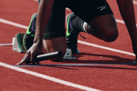 Athlete preparing to race