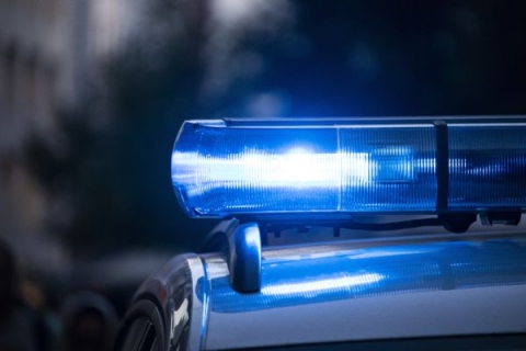 police car light illuminated blue