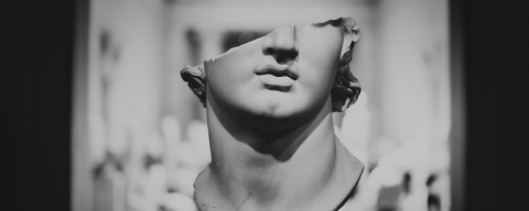 Broken marble statue head